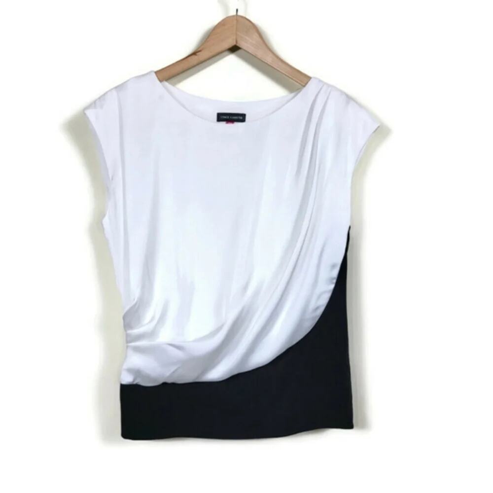 Vince Camuto Woman's Blocked Black and White Sleeveless‎ Blouse PM